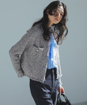 【見上愛さん着用/新色追加/VERY掲載】ツイード ニット ジャケット