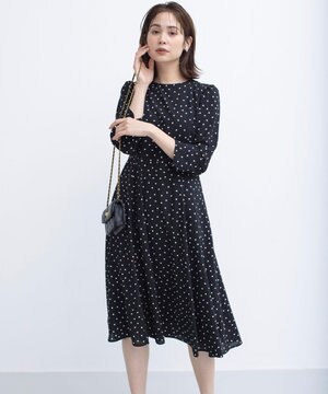 ドットジョーゼットプリント ワンピース
