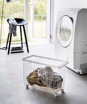  ランドリーバスケット キャスター付き ワイド&ロー