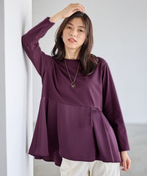 【WEB限定】サテンコンビペプラムカットソー