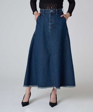 【洗える】BIAS FLAIRE SK フレアデニムスカート