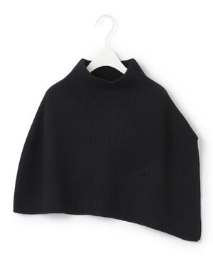  【洗える】ウールポリエステルニットケープ