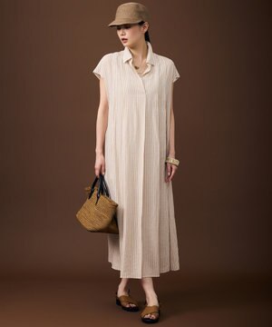  【WEB限定カラーあり】シアーラミーローンスキッパーシャツ ワンピース