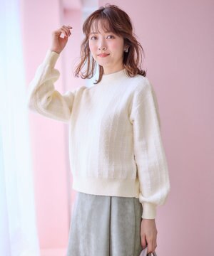  【洗える】フラッフィーパターン ニット