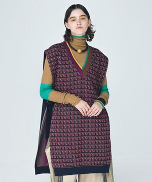  CROSS STRIPE 和紙ロングベスト