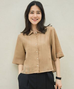  【カタログ掲載・接触冷感・洗える】シアーラミーローンクロップド丈 ブラウス