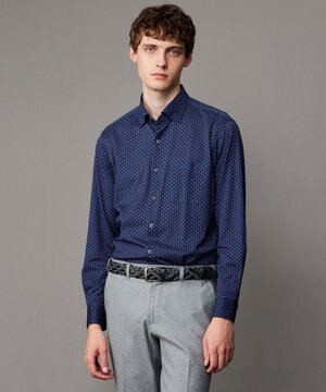  【綿100％・ストレッチ・イージーケア】コンフォートジャージー プリント シャツ