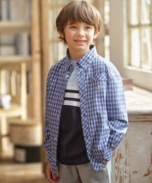  【110-130cm】オックス チェックシャツ