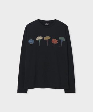  ペインティングフラワー 長袖Tシャツ