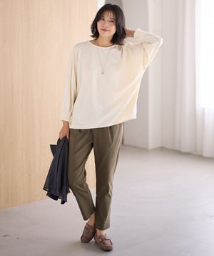 【ウエストゴム/ストレッチ/裏起毛】エブリデイベーシックテーパードパンツ