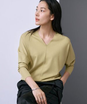  【洗える】シンセティックハイゲージ Vネックニット