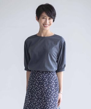  【WEB限定カラーあり・洗える】ラミーポプリン ボリュームスリーブ ブラウス