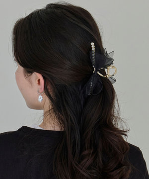 オーガンジーリボンパールバンスクリップ