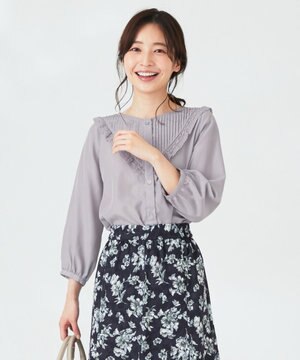  【洗える】レースフリル ブラウス