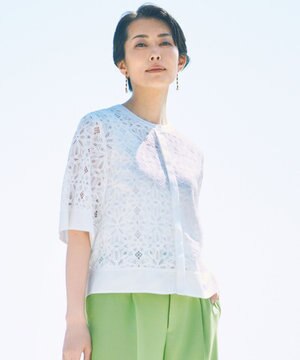  【カタログ掲載・洗える】フラワータイルレース ブラウス