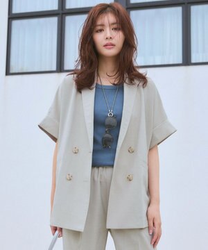  【洗濯機可/セットアップ可/UVケア/速乾/イージーケア】サラサラテックリネン半袖テーラードジャケット