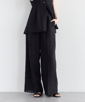  刺繍ワイドパンツ