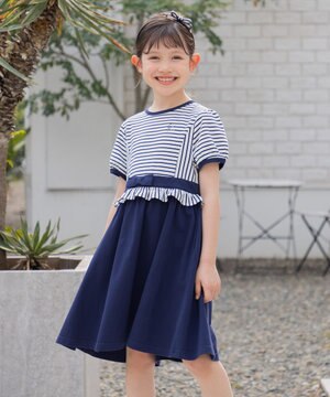  【150-160㎝】マリンボーダー ワンピース