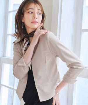  【新色追加・洗える】ノーカラーカットソージャケット