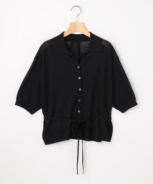  【先行予約・WEB限定】シアーニット 襟付き七分袖カーディガン