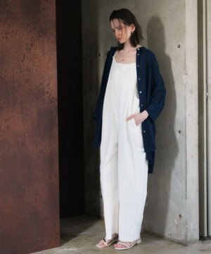  綿麻ツイルサロペット