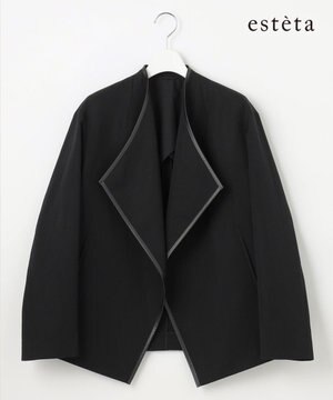  【エステータ】ウールリネン レザートリミング ジャケット