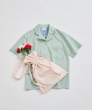  【綿100%】60/2 やわらか天竺 半袖開襟パジャマ MADE WITH LIBERTY FABRIC