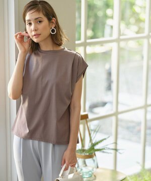  【UVケア・接触冷感】GIZAプレーティング天竺フレンチスリーブ Tシャツ