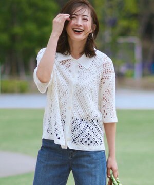  エンブロイダリーレース ポロ ニット