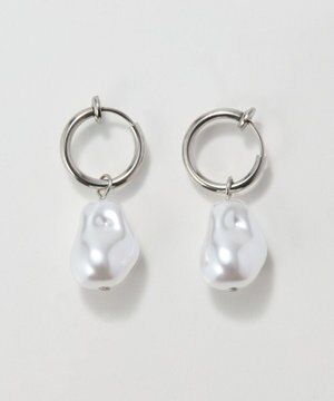  〈金属アレルギー対応〉バランスバロックパールフープイヤリング　シルバー/ステンレス/大ぶり/存在感◎/主役級