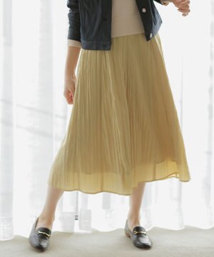  【洗える】リンクルリッド フレアー スカート