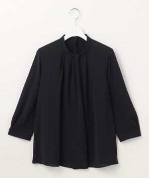  【セットアップ対応・洗える】ライトサテン8分袖 ブラウス