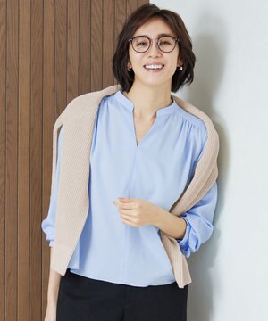 【洗える】SOMELOSクロップド丈 ブラウス