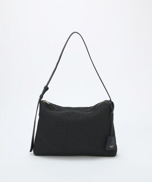  【Breath TOPKAPI】レザーコンビ 雑材風 シンプル ショルダーバッグ チャーム付き