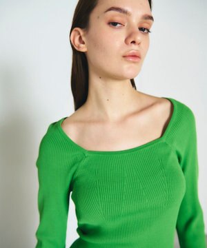  リブスクエアニットトップ