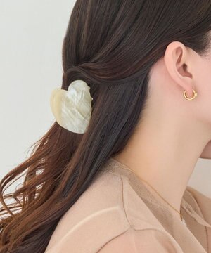  マーブルハートバンスクリップ　ホワイト