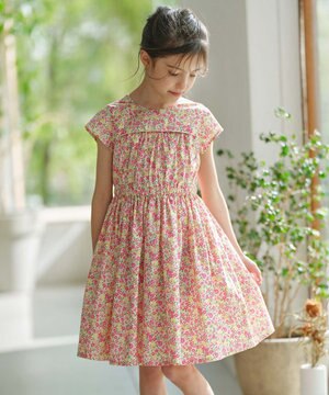  【110-140㎝】リンドウプリント ワンピース