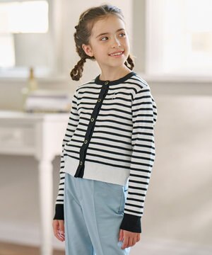  【110-140cm】ボーダー カーディガン