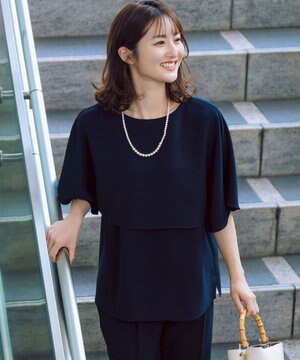  【新色追加】ストレッチジョーゼット  ケープデザイン カットソー