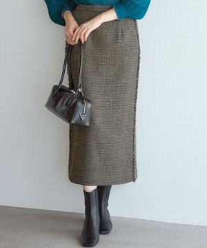  【GLOW10月号掲載/洗える】ツイーディーカラーミックス  Iライン スカート