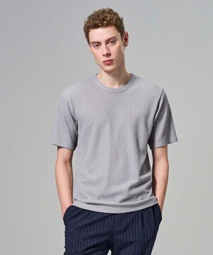  【新色追加】メランジクロスジャージー　クルーネックカットソー