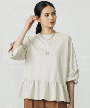  クリアコットンポンチペプラム カットソー