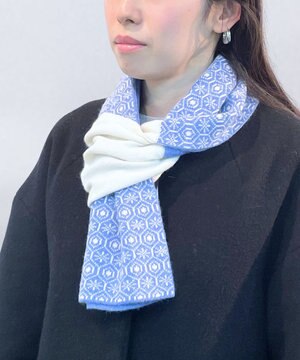  【カシミヤ100%】両面使える ニットジャガードマフラー