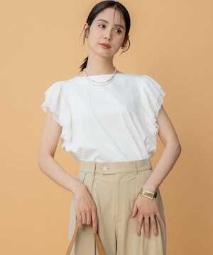  プリーツコンビフレンチスリーブ カットソー