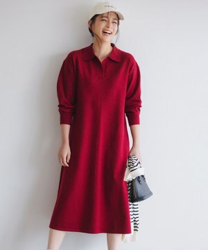  【加藤ローサさん着用】スキッパーニット ワンピース