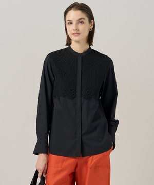  【洗える】 レースコンビブラウス