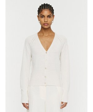  【洗える】リネンブレンド  カーディガン