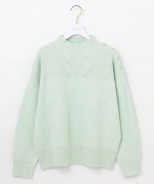 【洗える】リブコンビボタン ニット