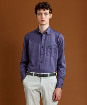  【洗える】ドットジャガード ジャージー シャツ