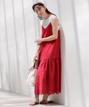  【洗える】カットワークエンブロイダリー ワンピース